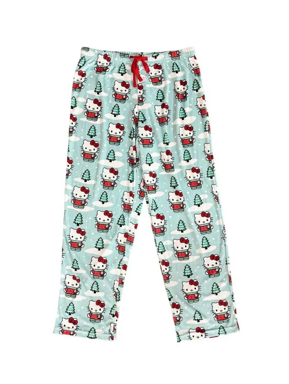 (C181) Hello Kitty Sanrio Holiday Pajama Pants Christmas Tree Snowflake Candy